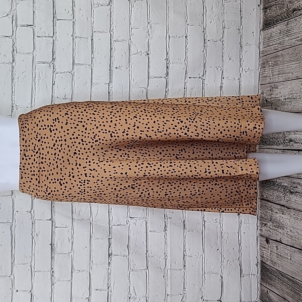 Gypsy Rose Flowy Poly Hi Waist A-Line Animal Print Pull On Slip Skirt Tan/Black